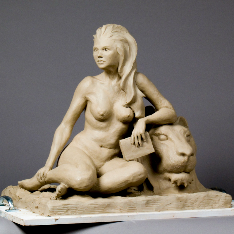 Lady with book and lion