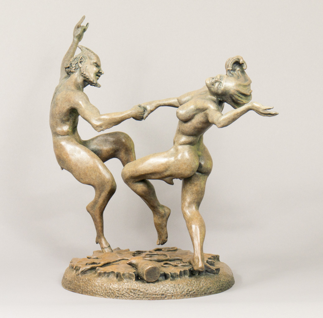 bronze girl and fawn