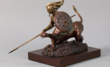 Half-man, half-lion bronze sculpture by Lance Glasser