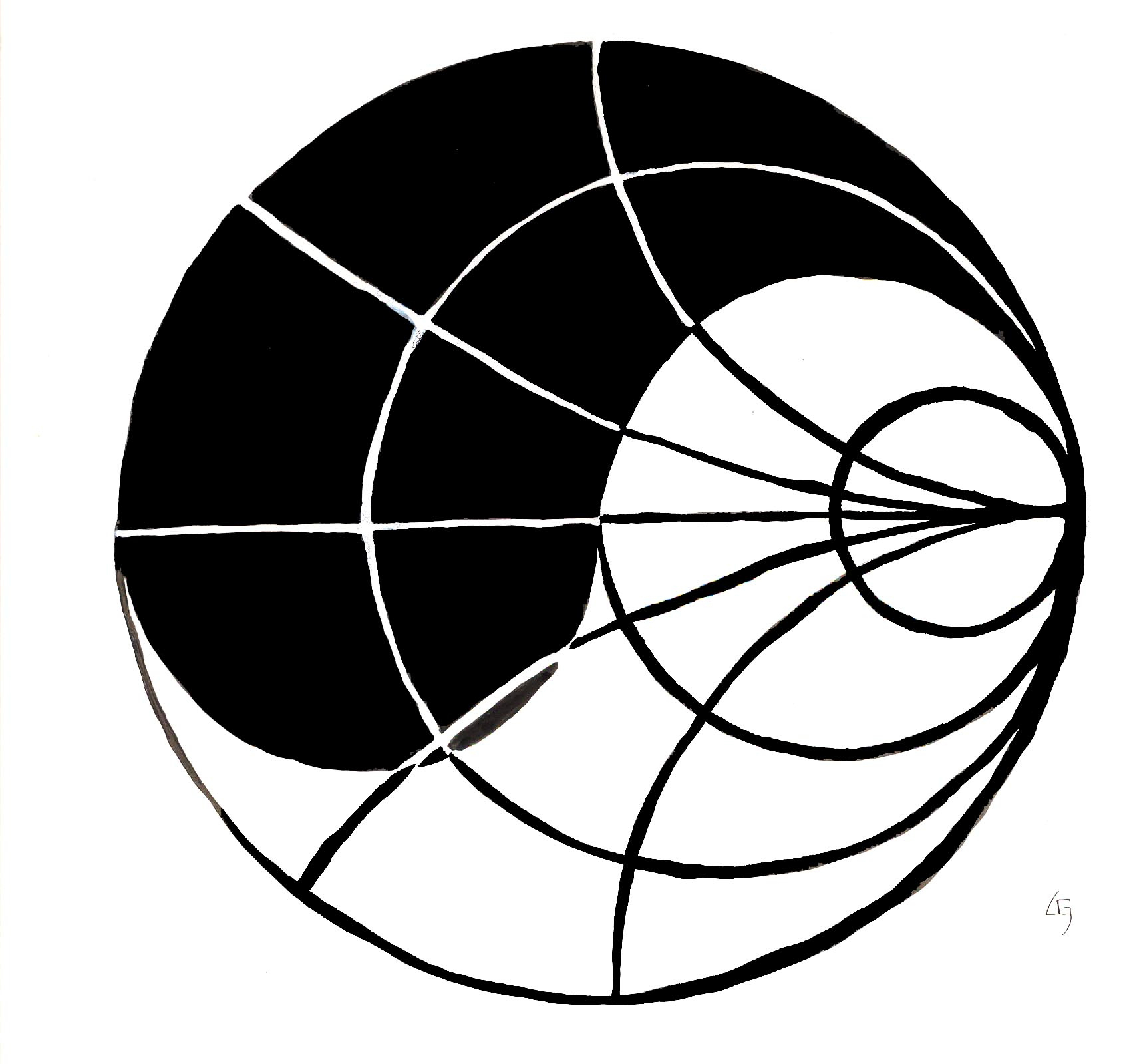 Yin Yang Smith Chart in India ink
