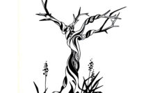 India ink drawing of a tree