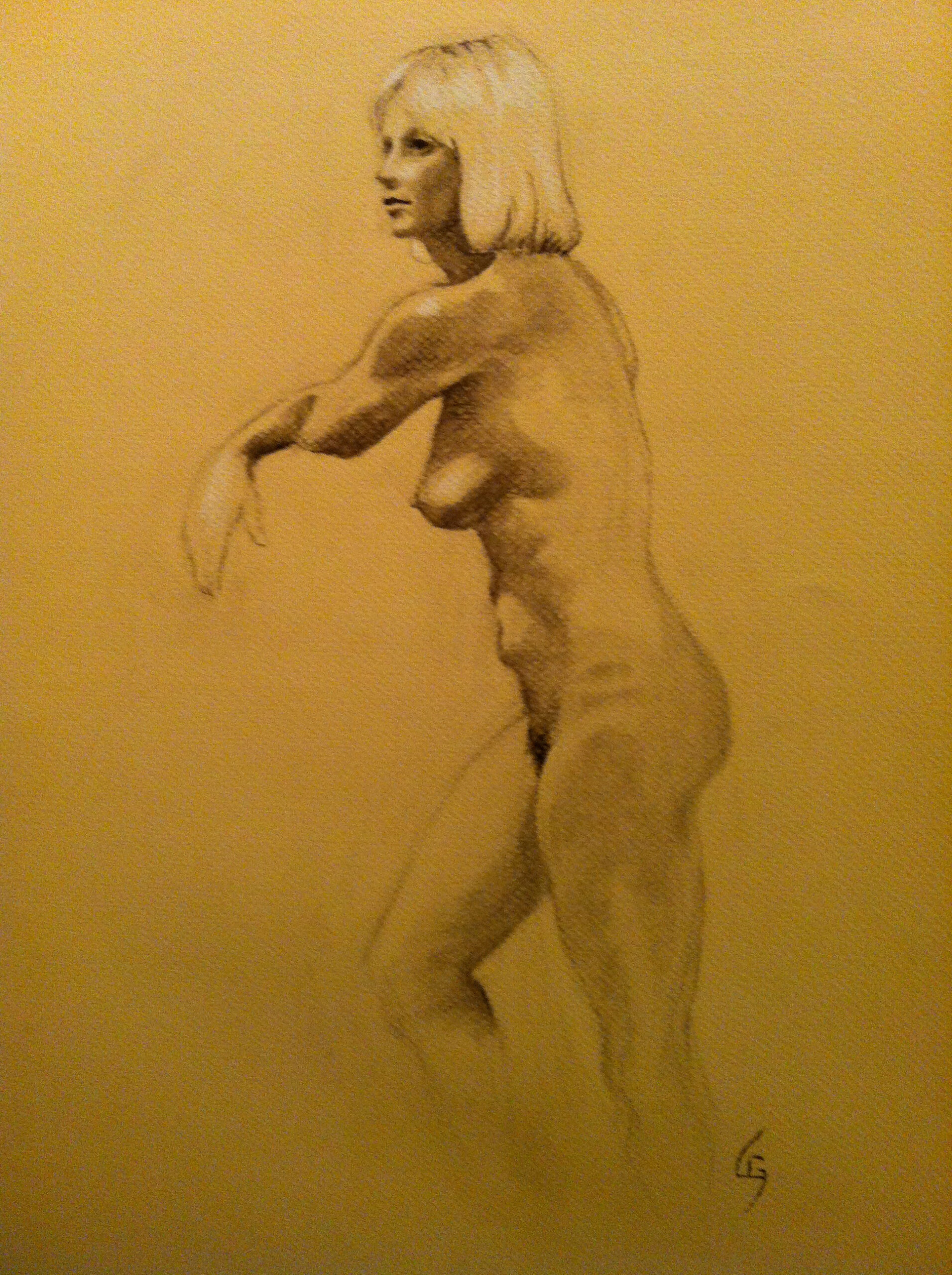 Charcoal figure drawing of girl