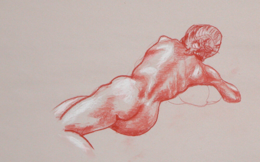 drawing of reclining lady