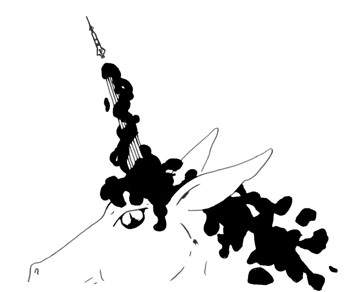 Unicorn with rocket horn doodle