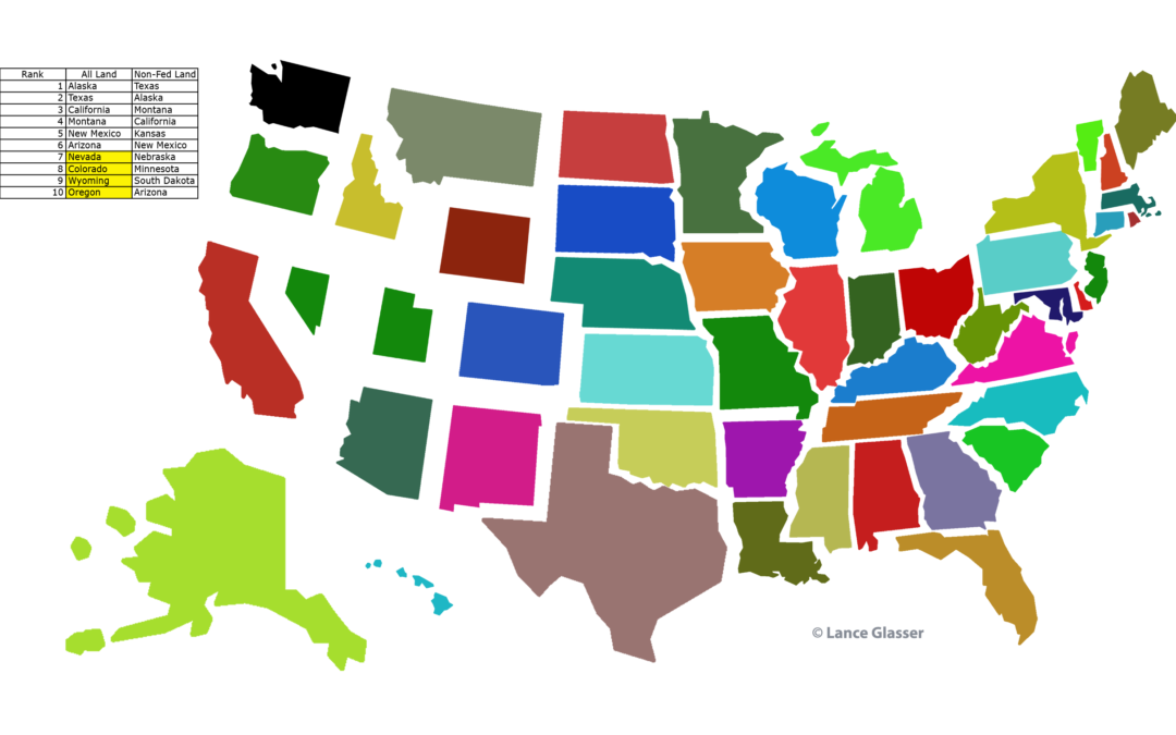 The US state sizes adjusted for Federal Land